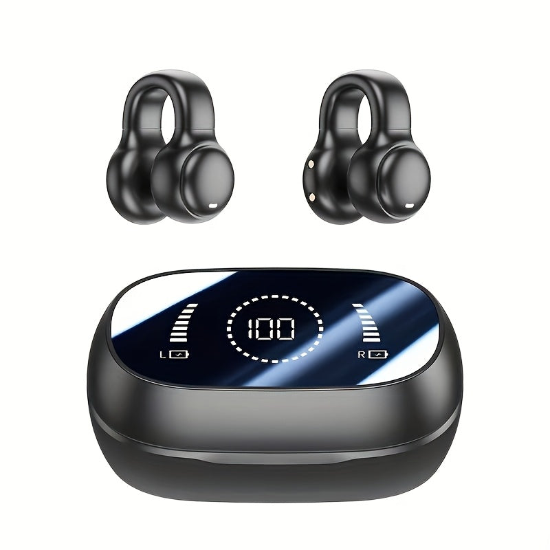 Mirror Display HiFi Wireless Earbuds Anti-Leakage In-Ear Design, Fingerprint Touch Control, Type-C Charging, LED Case, AI Translation Option, Semi-Open TWS Earphones for Calls Sports Videos