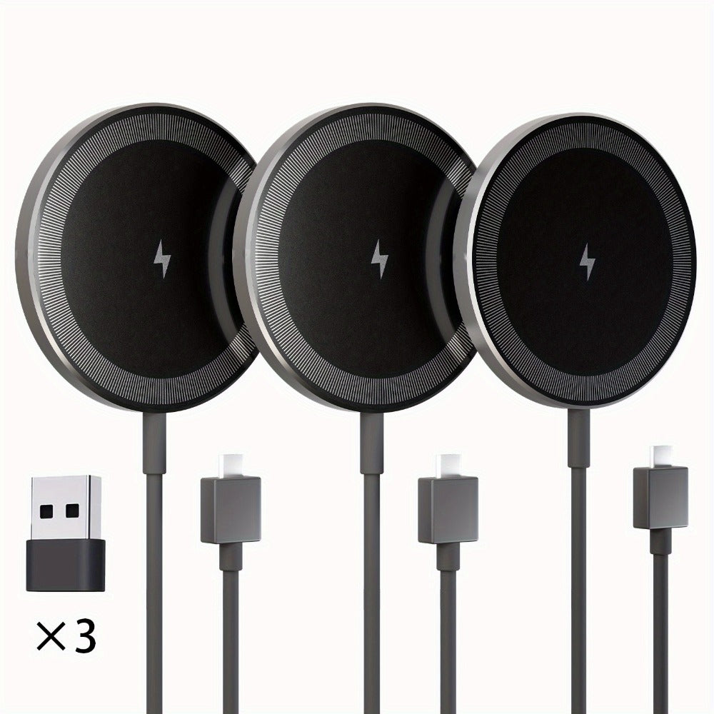 Ultra Slim Magnetic Wireless Charging Pad 15W Multi-Pack – 2-Pack & 3-Pack Value Set for iPhone 17 Air 16 15 14 13 12 11 Pro Max & AirPods 4 3 2 Pro | 0.6cm Thin 65g Portable Travel Charger | White Black