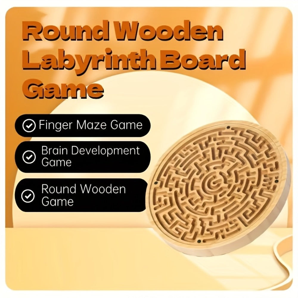 Wooden Maze Balance Board with Steel Ball, Handheld Puzzle Game in 1 or 2 Packs