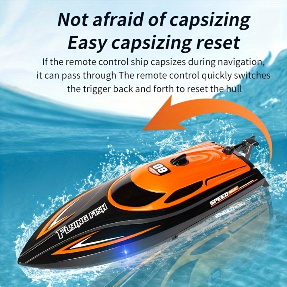 30 km/h RC Speedboat with LED Lights, 2.4 GHz Control & Water Cooling