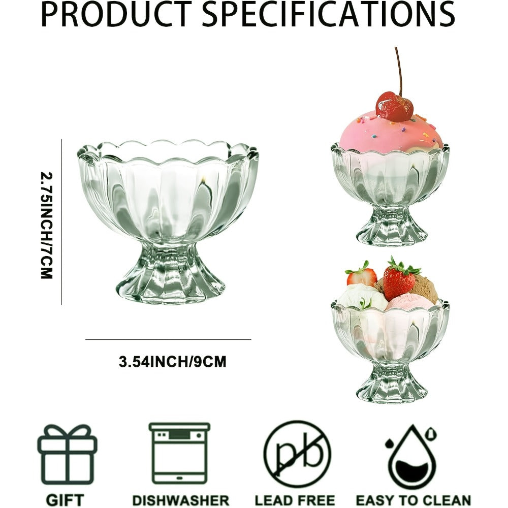 Tulip Shaped Dessert Bowls Set of 12 – 5 Oz Glass Cups for Ice Cream, Sundaes, Fruit & Salads – Dishwasher Safe Snack & Cocktail Bowls – Perfect for Christmas & Holiday Gatherings – Light Green
