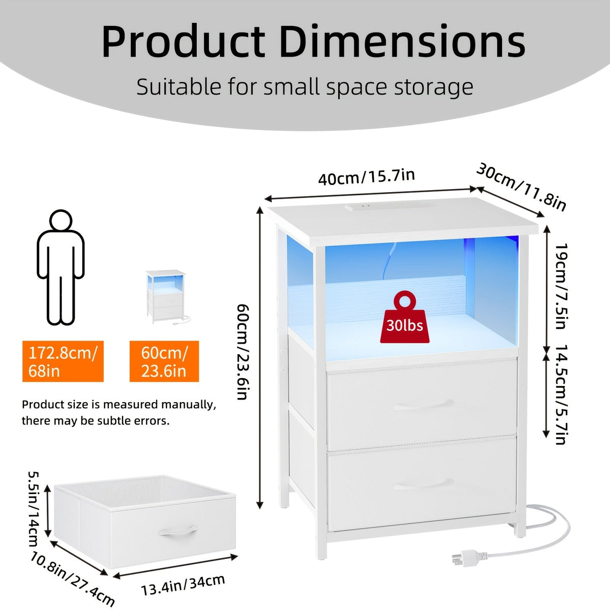 Nightstands shown in the White, 1pc option