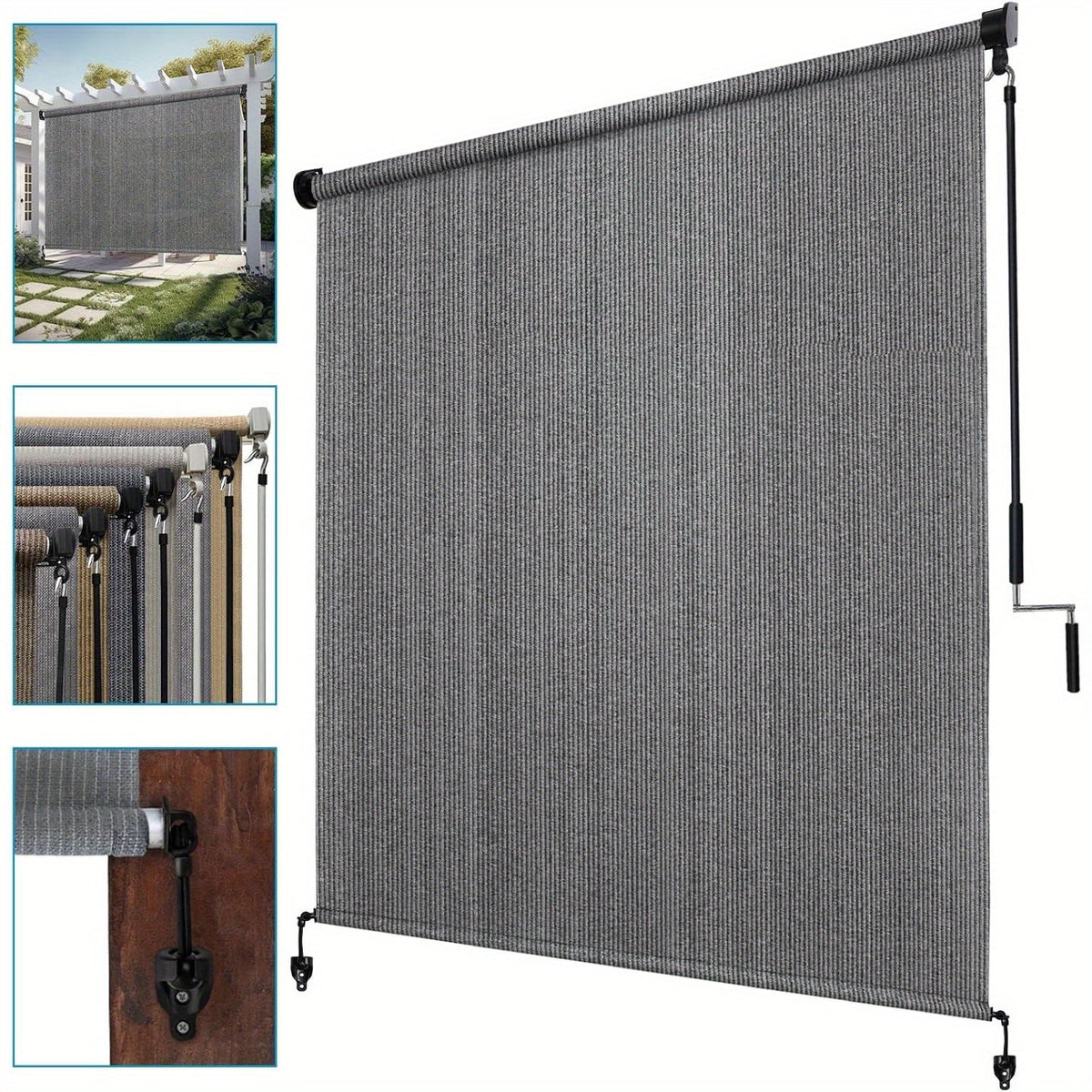 Outdoor Roller Shade shown in the Light Grey, 72"W X 72"H option