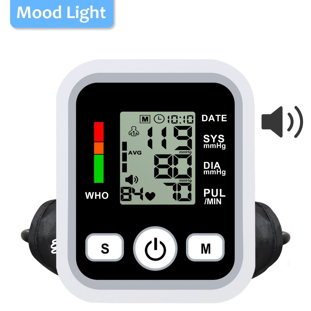 Upper Arm Blood Pressure Monitor – Large LCD, Voice Broadcast, Heart Rate & Irregular Heartbeat Detection, 2×99 Memory, 8.7–14.2" Adjustable Cuff, One-Touch Operation for Seniors & Pregnant Women