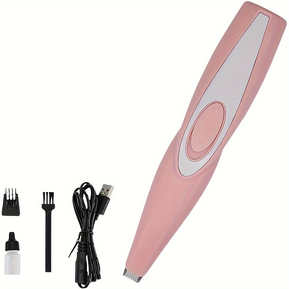 Pet Detail Trimmer Cordless USB Rechargeable - Ceramic Blade Precision Clipper for Dogs Cats Face Paws Ears Eyes Tail, Quiet Low Noise Mini Grooming Tool for Small Areas, Includes Brush & Lubricant