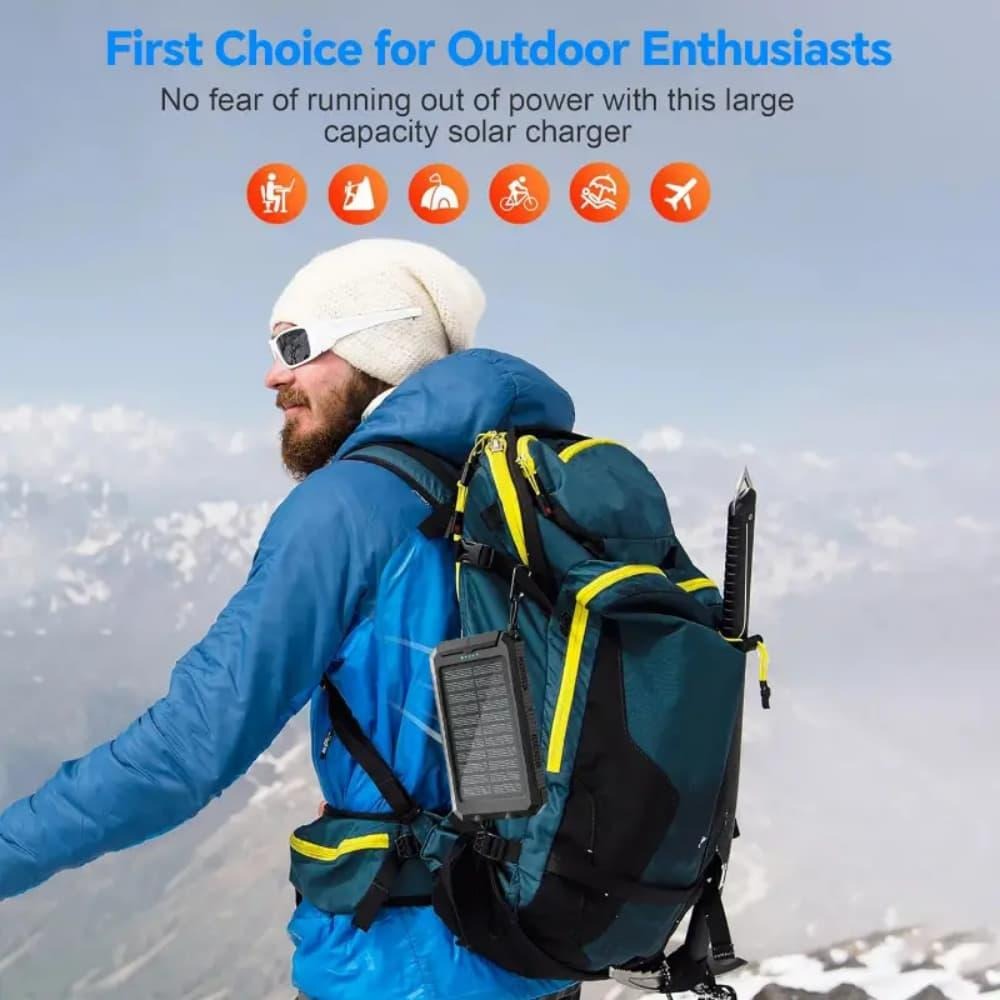 Solar Power Bank 50000mAh with Dual LED Flashlight SOS Mode & Compass – Portable Solar Charger Dual USB for Camping Hiking Travel Emergency Outdoor Survival for iPhone Samsung Android All Cell Phones