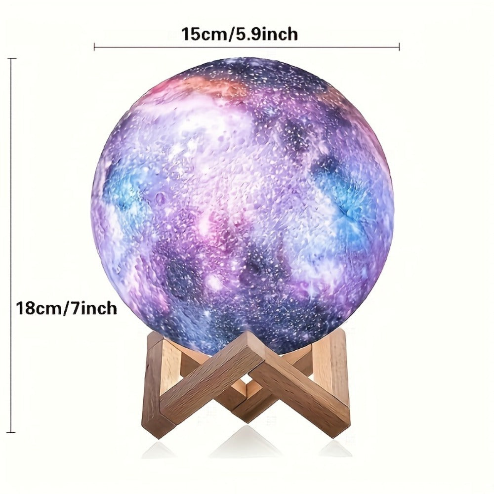 3D Moon Lamp 16 Colors LED Night Light with Remote Control USB Powered Solid Wood Stand 16 Inch Colorful Ball Galaxy Lamp for Bedroom Home Decor Unique Birthday Gift Kids Adults