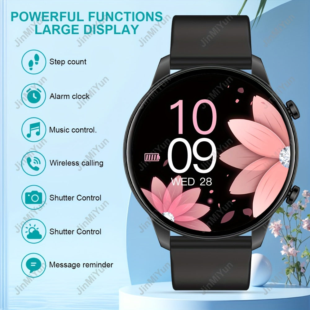 Remote Photo Capture Smartwatch 1.5 Inch Full Touch Screen Wireless Calling Music Playback Multiple Sport Modes Heart Rate Blood Oxygen Sleep Activity Tracker Message Alerts Outdoor Fitness Watch Men Women Black Silver Gold Pink