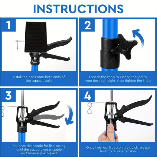 Adjustable Steel Support Rods for Drywall and Cabinets, Short or Long Range, 2- or 4-Piece Sets