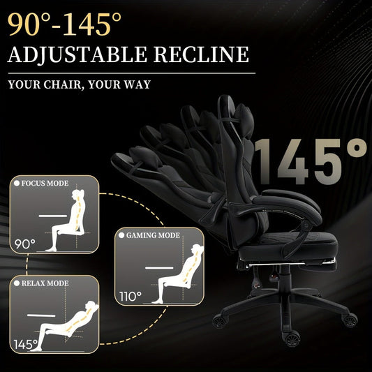 Faux Leather Gaming Chair with Lumbar Support and High Back for Home Office detail image