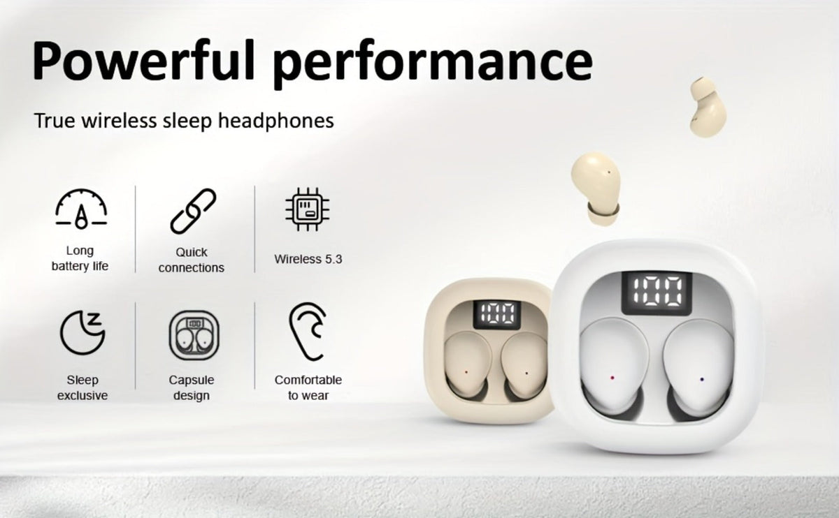 MSHUKCOE Ultra Thin Sleep Earbuds Low Latency Sleep Game Mode, Dual Noise Reduction 6D Bass HiFi Invisible In-Ear Wireless Earphones Ultra Long Battery Life, Birthday Gift