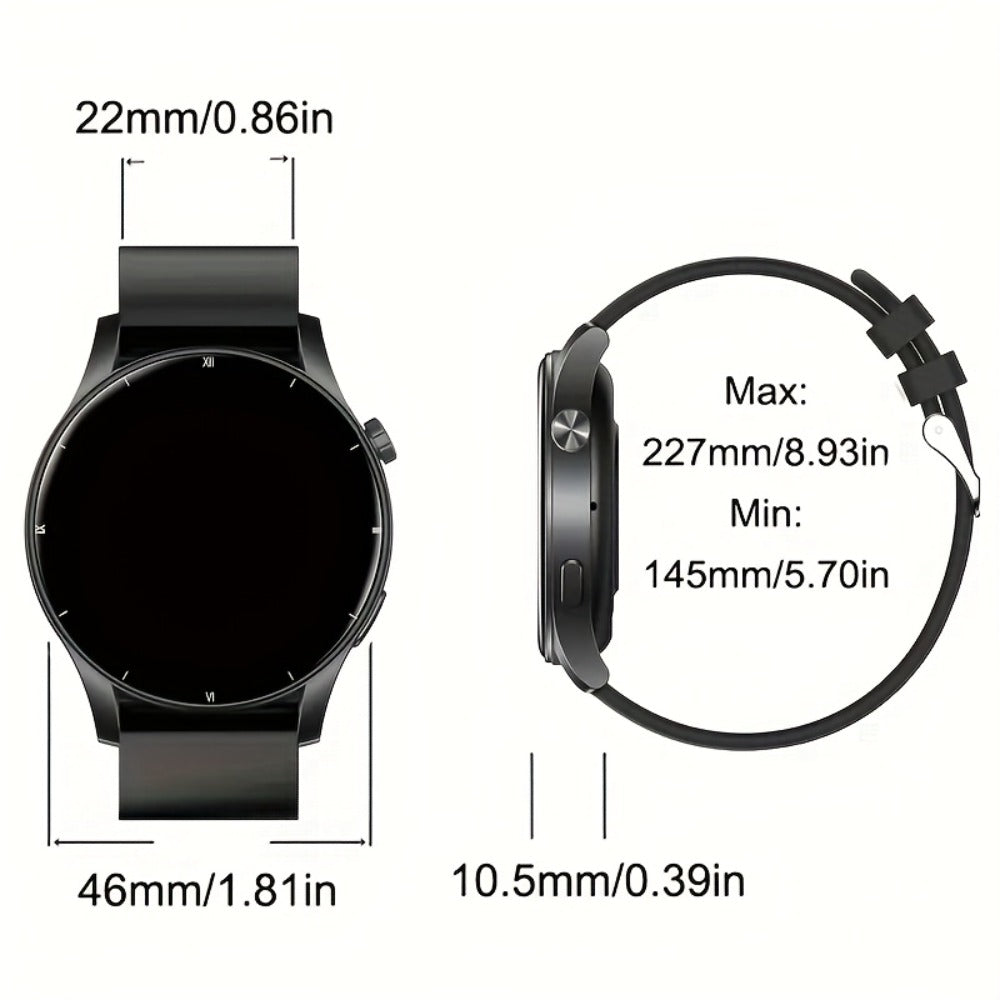 Unisex Smartwatch 1.52" HD Full Touch Screen, Wireless Calling & Text Messages, Multi-Sport Fitness Tracker, Remote Camera Control, Premium Alloy Case & Silicone Strap, USB Charging – Android & iPhone Compatible