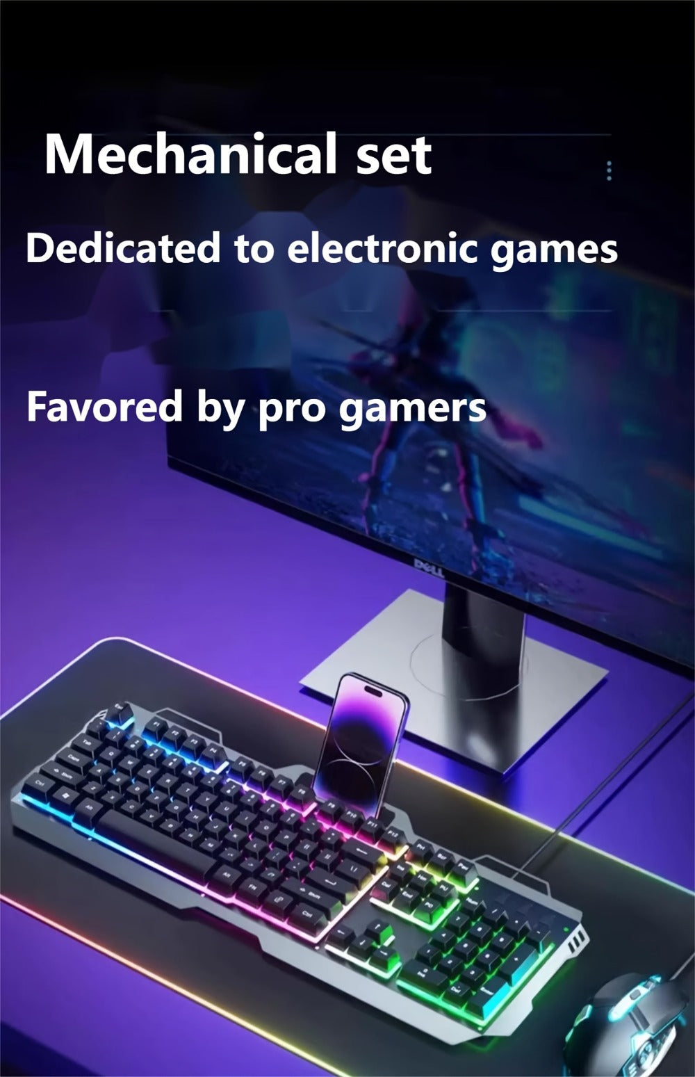 RGB Gaming Keyboard and Mouse Combo Wired USB – Backlit Ergonomic Keyboard & Mouse Set for PC Desktop Laptop Windows, Plug and Play, Universal Compatibility for Gaming & Office