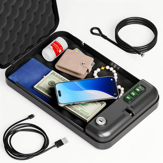Pistol Safe with Electronic Password and Key Access, USB-C Power and Silent Mode