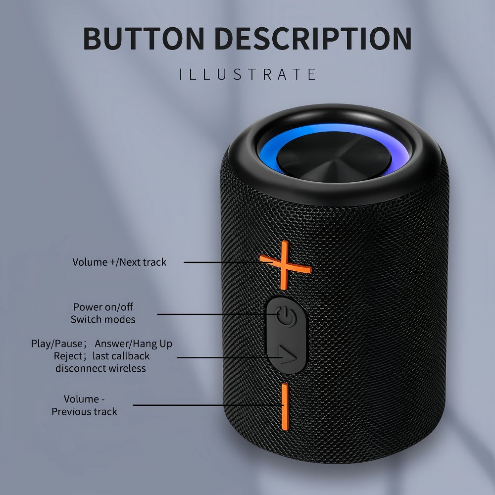 RGB Breathing Light Bluetooth Speaker 2-in-1 Dual Channel Wireless Stereo – Battery or USB Powered, Portable Indoor Outdoor Speaker for Parties, Office, Bedroom, Kitchen, Desk Use