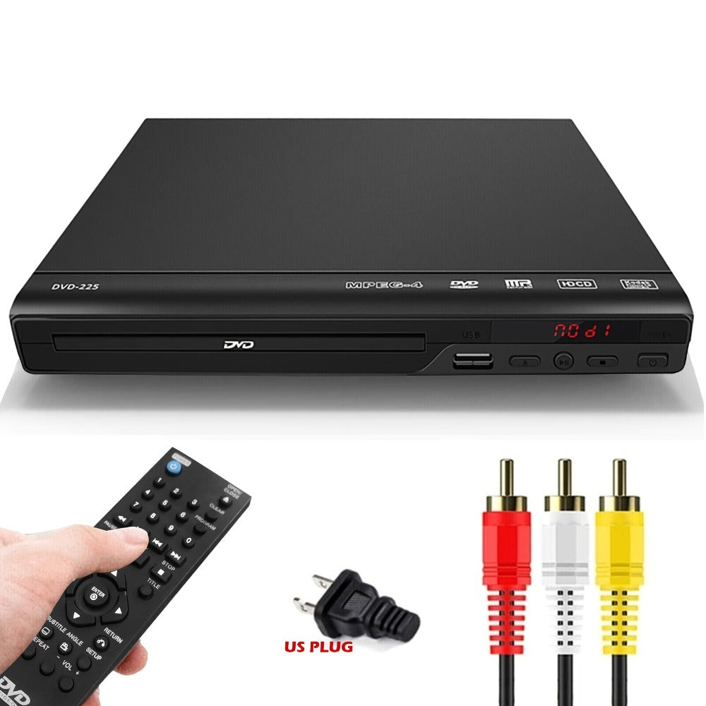 DVD Player for Seniors Region Free 1080P with USB Port & AV Cable – Simple Remote Control, Easy Setup, Plays DVD SVCD VCD CD-R MP3, Home Theater & Gift for Elderly, US Plug, Black