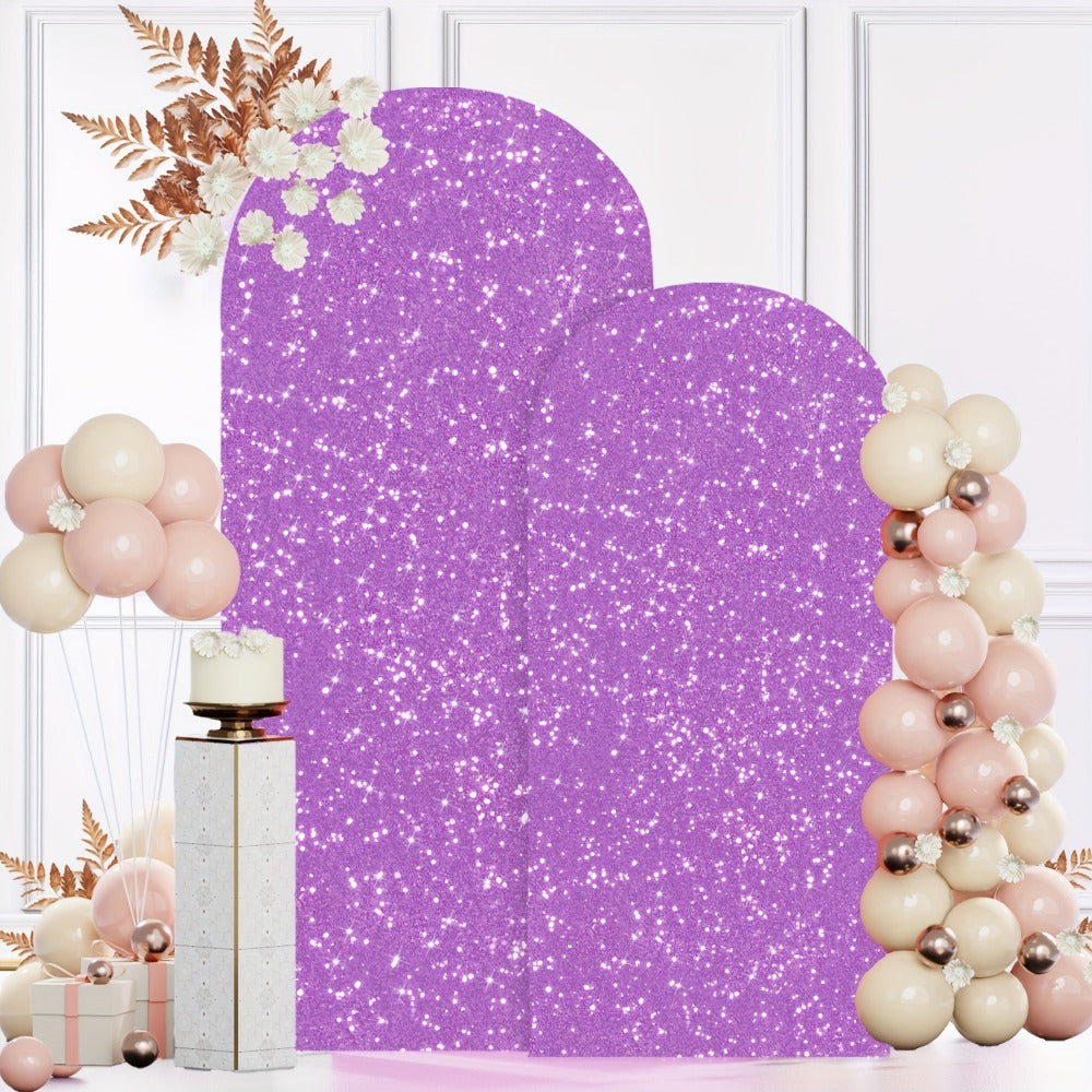 Glitter Sequin Arch Cover 2 Set 6Ft & 7.2Ft Metallic Spandex Payette Panel Wedding Arch Backdrop Cover for Wedding Ceremony, Birthday Party, Bridal Shower & Event Decoration
