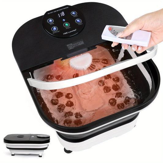 Foldable Foot Spa Bath with 20 Massage Rollers, Touchscreen and Remote