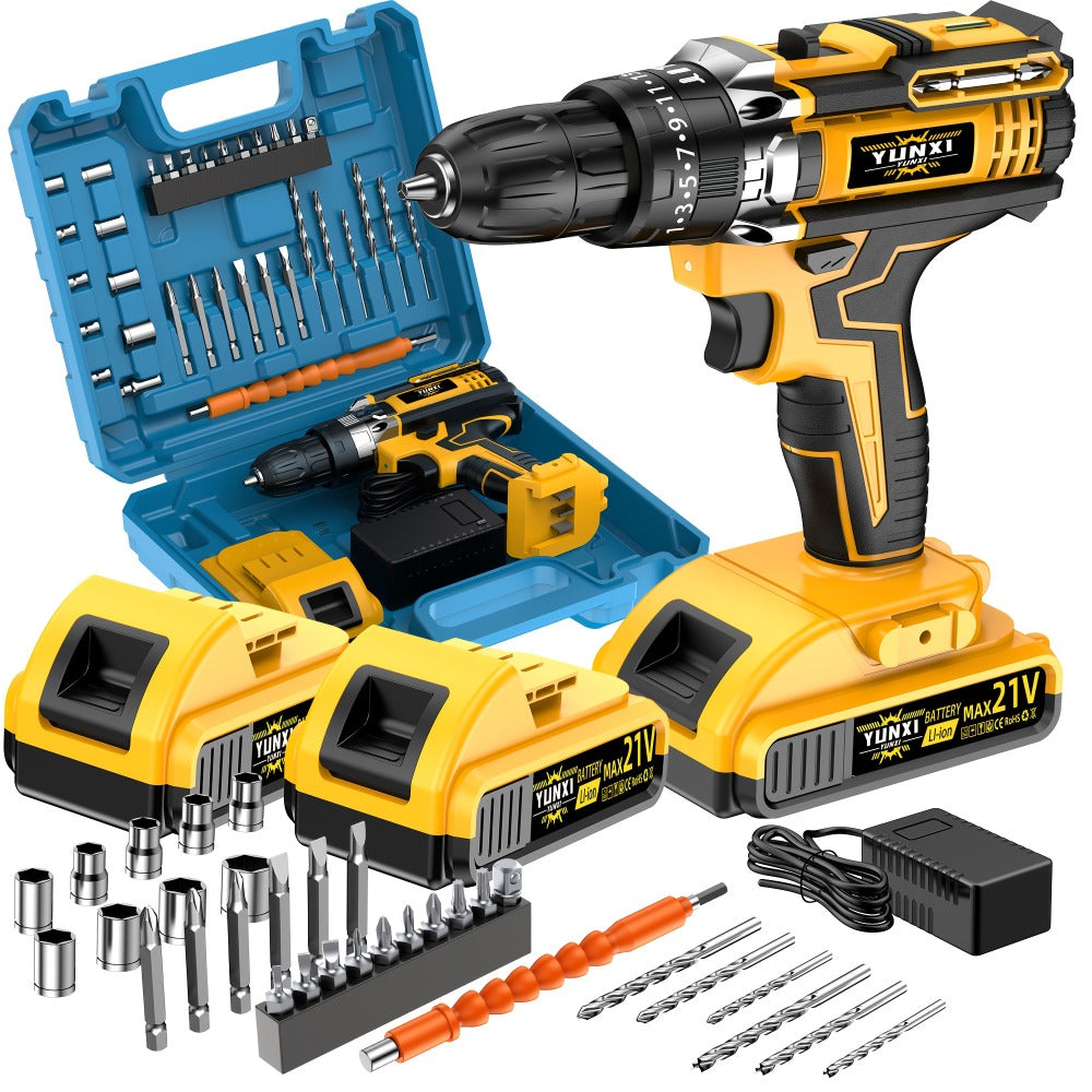 Cordless Impact Drill Set 21V – Electric Power Drill with 2.0Ah Battery, Fast Charger, Screwdriver Bits, Work Light, Variable Speed & Torque Control for Home & Car Repair, Men's Gift