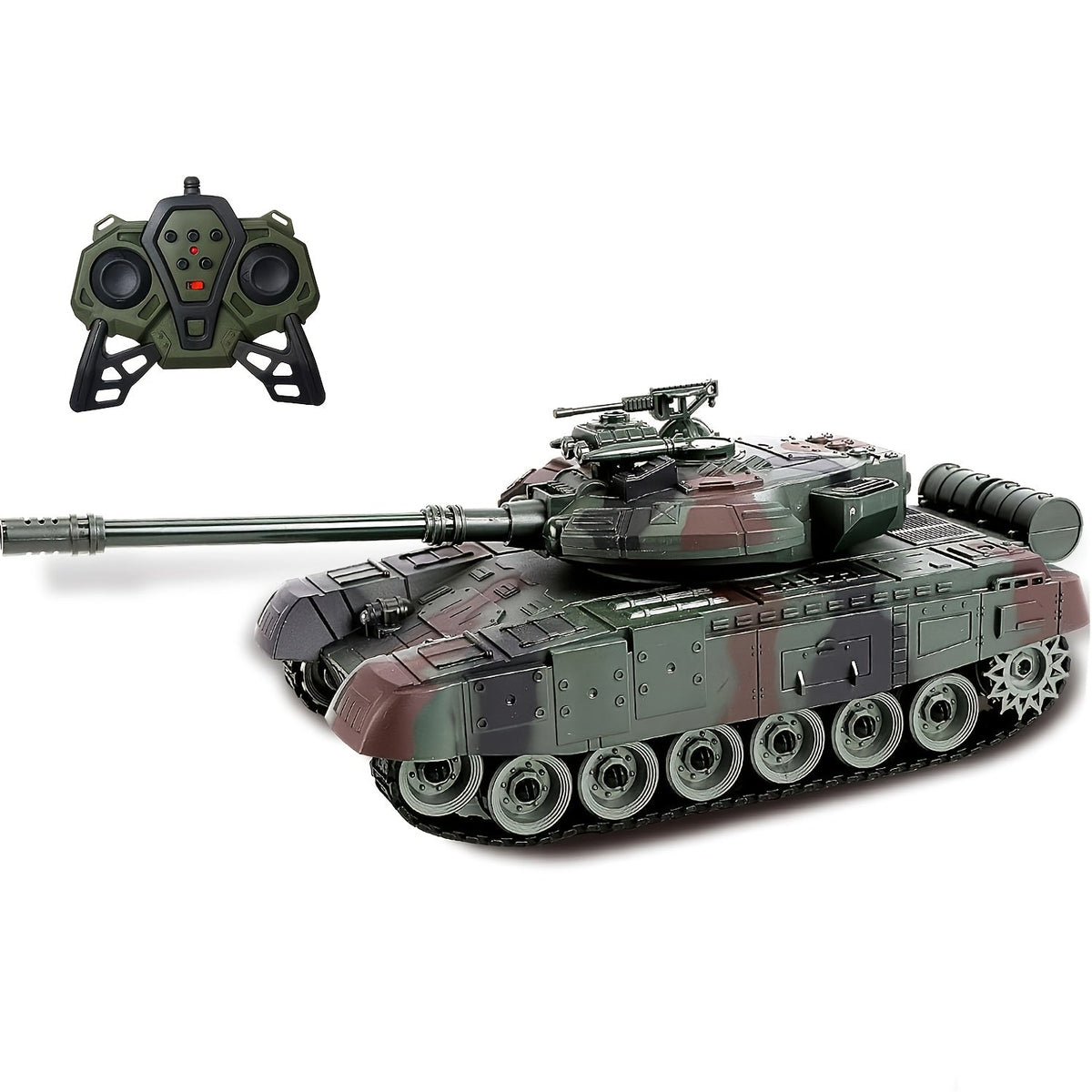 RC Military Tank, 2.4GHz All-Terrain Tracked Armored Vehicle with Turret Rotation, Ages 6+
