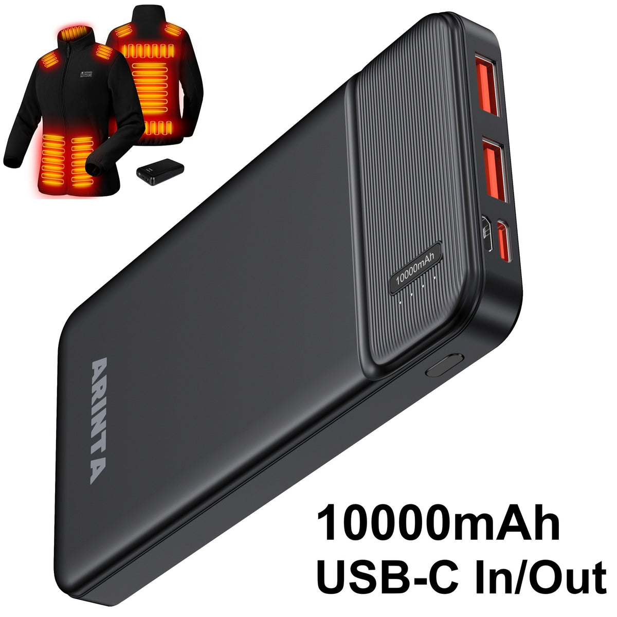 10000mAh Slim Power Bank PD 22.5W Super Fast Charging – Dual USB-A Output, 20W USB-C Input/Output, Lightweight Travel Portable Charger for Smartphones, Tablets & Heated Clothes, Gift for Men & Women