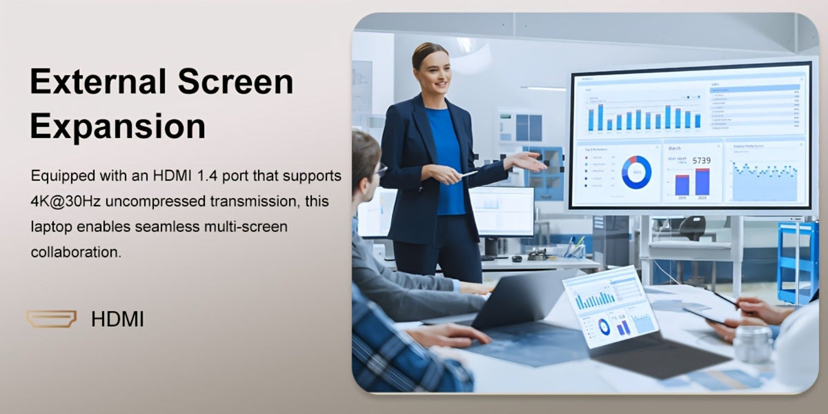 15.6 Inch Ultra-Thin Laptop, Intel Pentium 6500Y, 8GB RAM 256GB SSD, 4K Dual-Screen Support, Quad Stereo Speakers, Type-C PD Fast Charging – Lightweight Office & Entertainment Notebook PC
