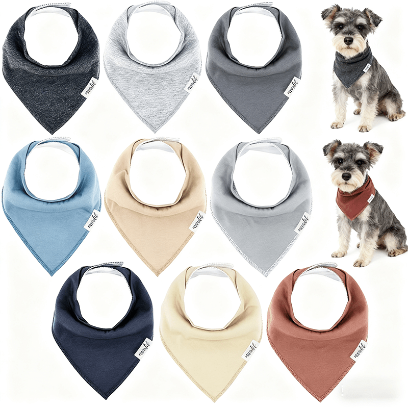Pet Bandana Scarf 10 Pack for Dogs Cats, Small Triangle Bib Neckerchief Solid Color Adjustable Saliva Towel Strong Water Absorption Easy to Put On and Clean for Puppy Kitten Small Pets