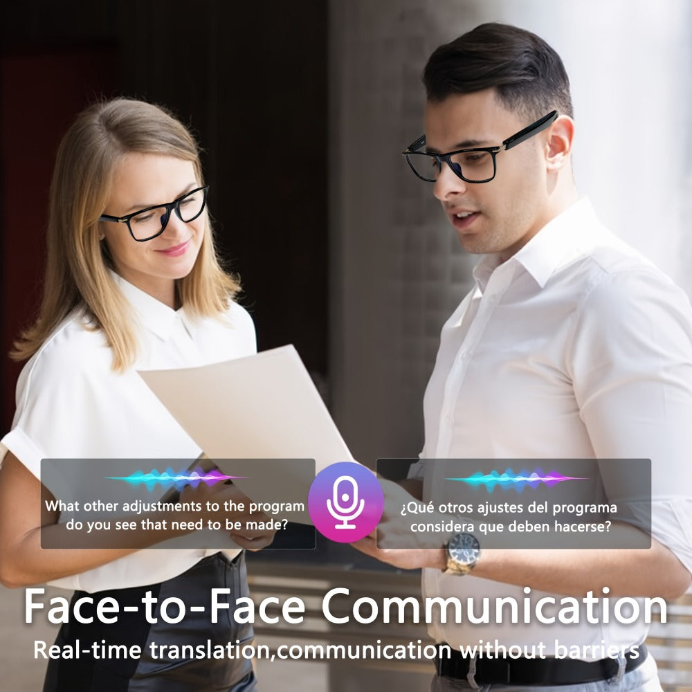 AI Smart Glasses with Real-Time Translation for 160+ Languages, ChatGPT Voice Assistant, HD Calls & Hi-Fi Music – Open-Ear Audio Glasses for Men & Women