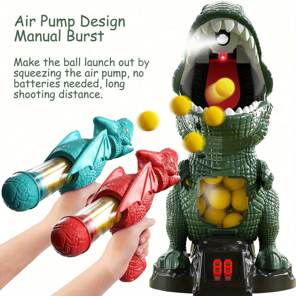 Dinosaur Shooting Toy Set for Kids – Air Pump Foam Bullet Blaster with Moving Dinosaur Targets | Twin Pistol, Family Pack & Launcher Editions | Hand-Eye Coordination | Ages 3-9 Gift