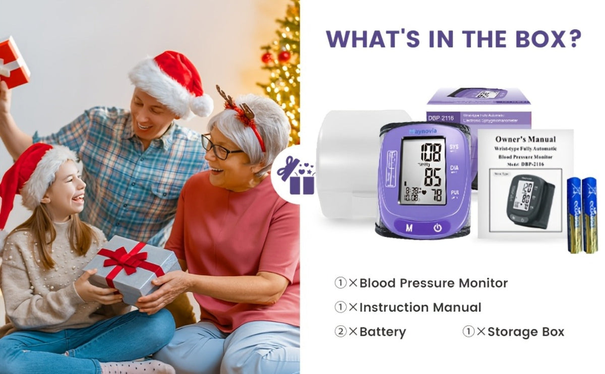 Blood Pressure Monitor Wrist Cuff with Oximeter Fingertip – Digital BP Machine Home Use, 120 Memory, Portable Case & Battery Included, Fully Automatic Hypertension Tracker