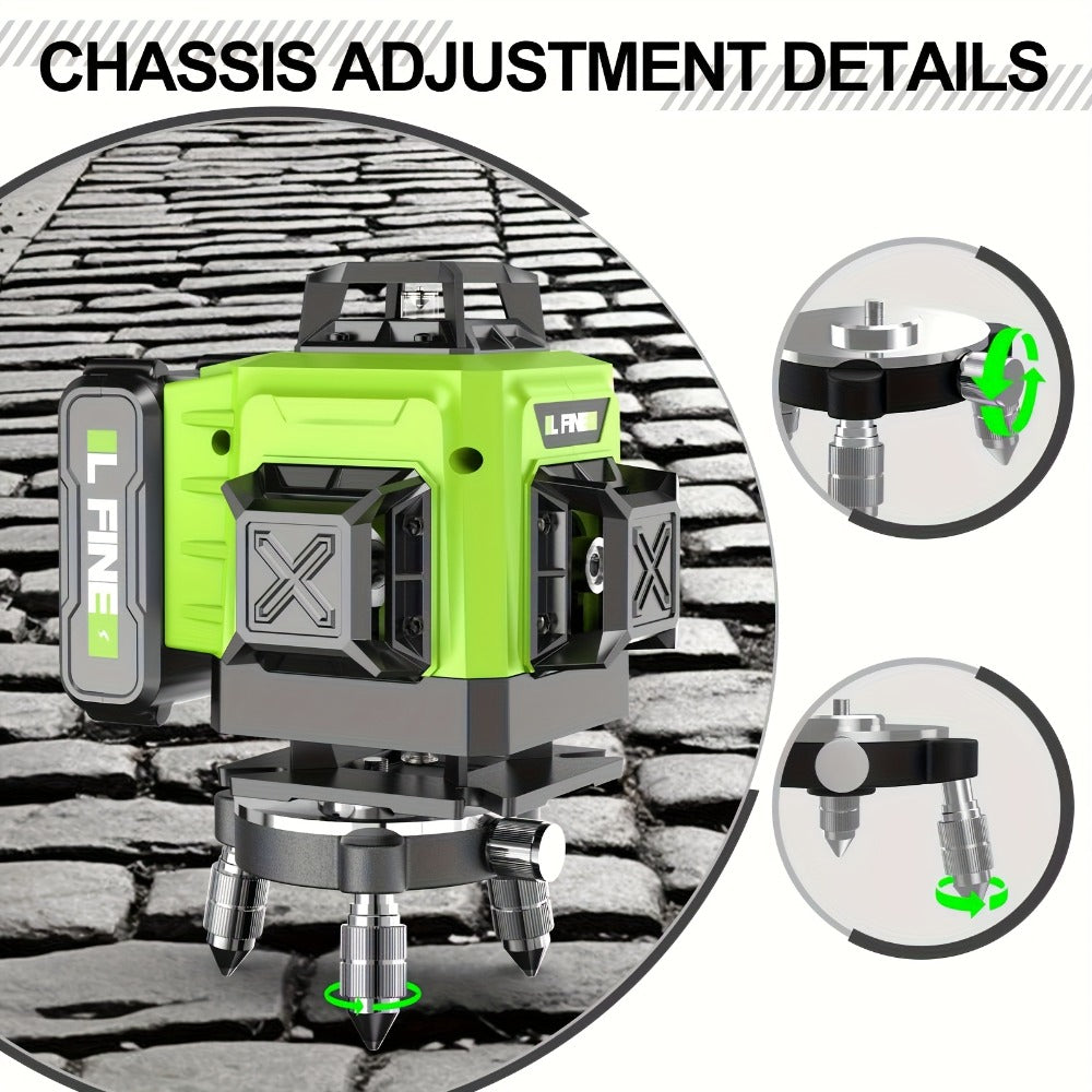4D Laser Level 16 Line Self Leveling High Precision Cross Line Laser for Construction Renovation Tiling Flooring Alignment Fast Charging with Tripod Options