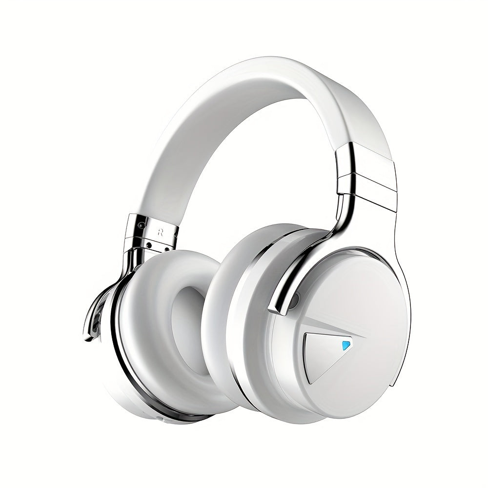 Active Noise Cancelling Over-Ear Headphones MIGHTY ROCK, Wireless Bluetooth 5.2 with 45mm Drivers Deep Bass, 30H Playtime Built-in Mic, Foldable Protein Earpads Headset for Travel Work Study Flight