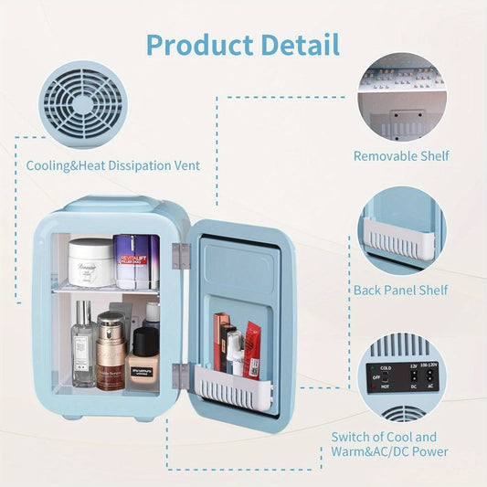 Mini Fridge, 4L 6-Can Thermoelectric Cooler and Warmer with 110V AC & 12V DC Power