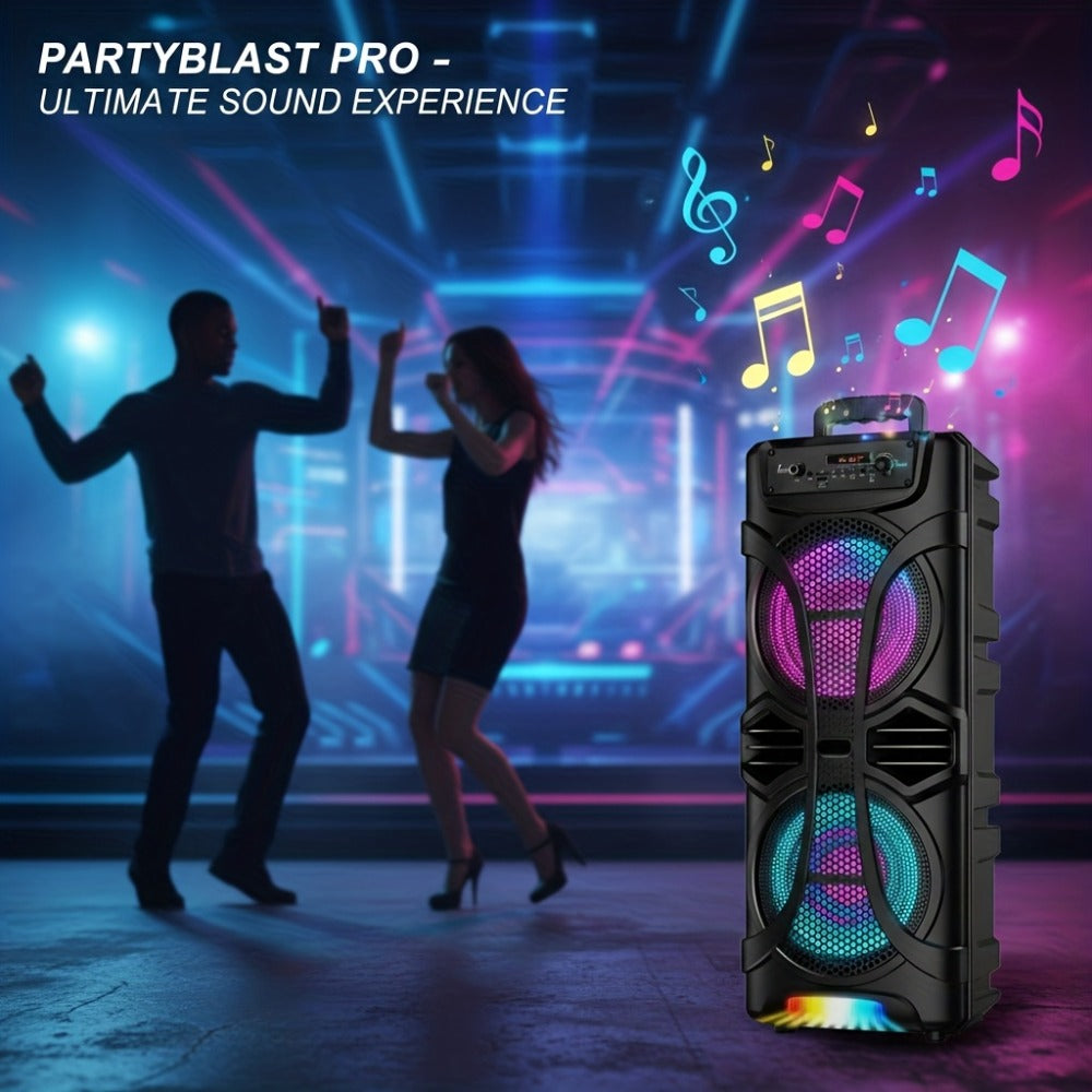 PA Speaker Karaoke Machine 3000W with Dual 6.5" Woofers – Bluetooth Wireless, FM Radio, Party Lights, Wired Microphone Included, Portable Boombox for Parties, Events & Outdoor Use