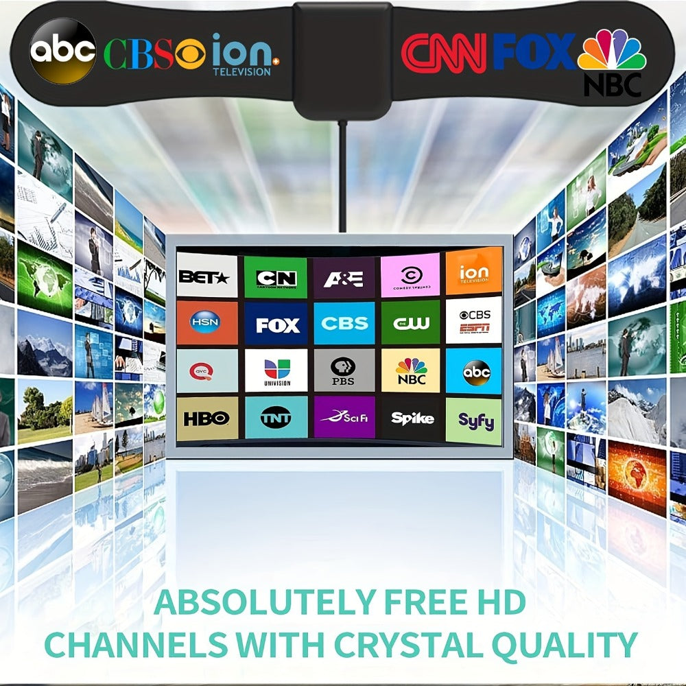 Arc Indoor TV Antenna Ultra Thin – High Gain Amplified Digital Antenna HD 4K 1080P, Free Local Channels ABC CBS NBC FOX, Clip & Stick Setup, Works with All TVs, No Monthly Fee, Sleek Arc Design