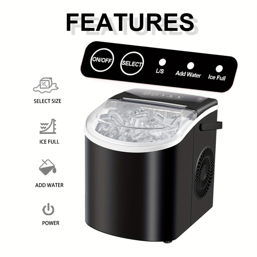 Ice Maker with Basket & Scoop – 26 Lbs/Day Countertop Bullet Ice Machine, 9 Cubes in 6 Mins, Self-Cleaning, 5 Colors Pink White Green Silver Black, for Home, Kitchen, Office, Bar, RV & Camping