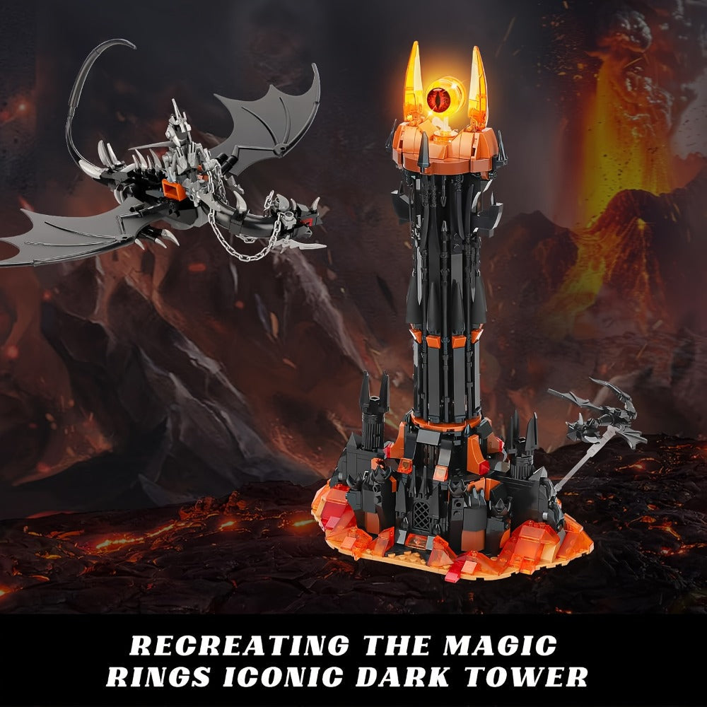 Dragon Castle Building Set, Black Dragon Guardian Tower Gothic Display Model Kit