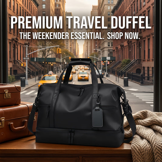 Gym Duffel Bag, Foldable PU Design with Shoe Compartment and Wet Pocket