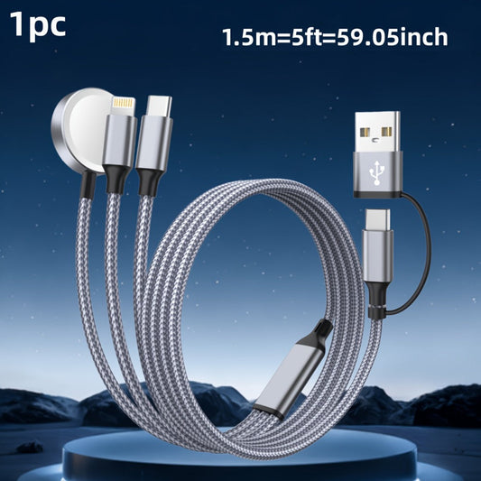 Multi Charging Cable 3-in-2 with USB-A, USB-C & Magnetic Apple Watch Charger