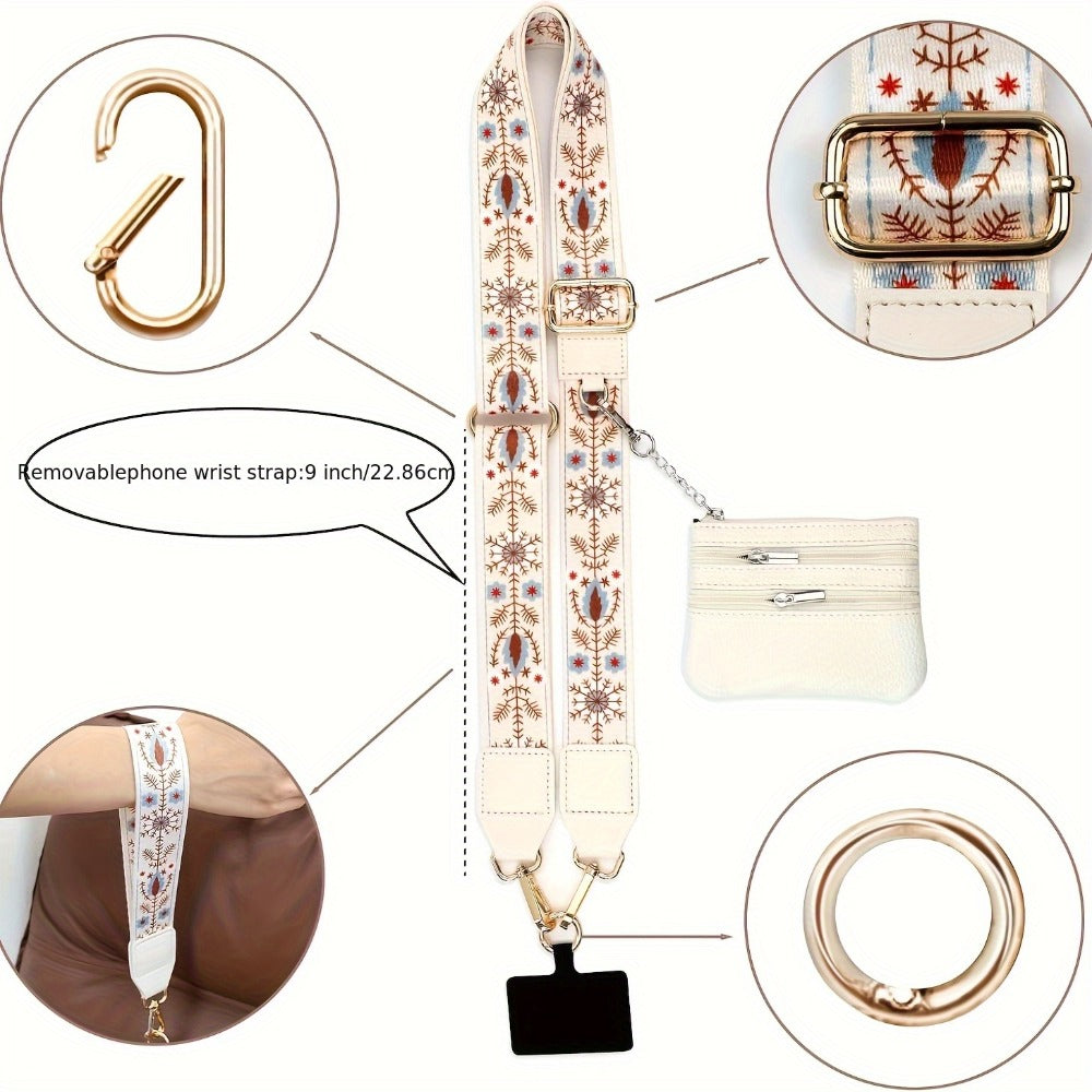 Phone Lanyard Crossbody Strap with Zipper Pouch & Beaded Charm Adjustable Hands-Free Cell Phone Shoulder Strap – Universal Fit for Most Smartphones Women Teens Travel Daily