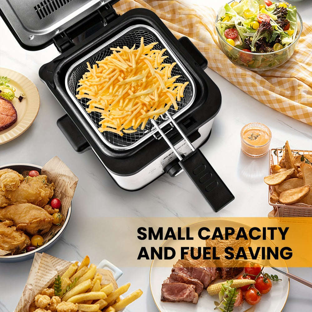 Deep Fryer 1500W Electric – Non-Stick Stainless Steel Frying Pot with Adjustable Temperature Control & Frying Basket, 1.5L / 2.5L / 3L / 5L / 6L Capacity for Home Kitchen
