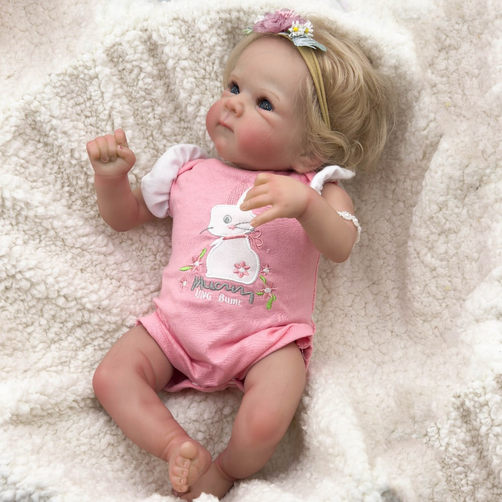 16-Inch Reborn Baby Doll with Rooted Hair and Soft Cloth Body