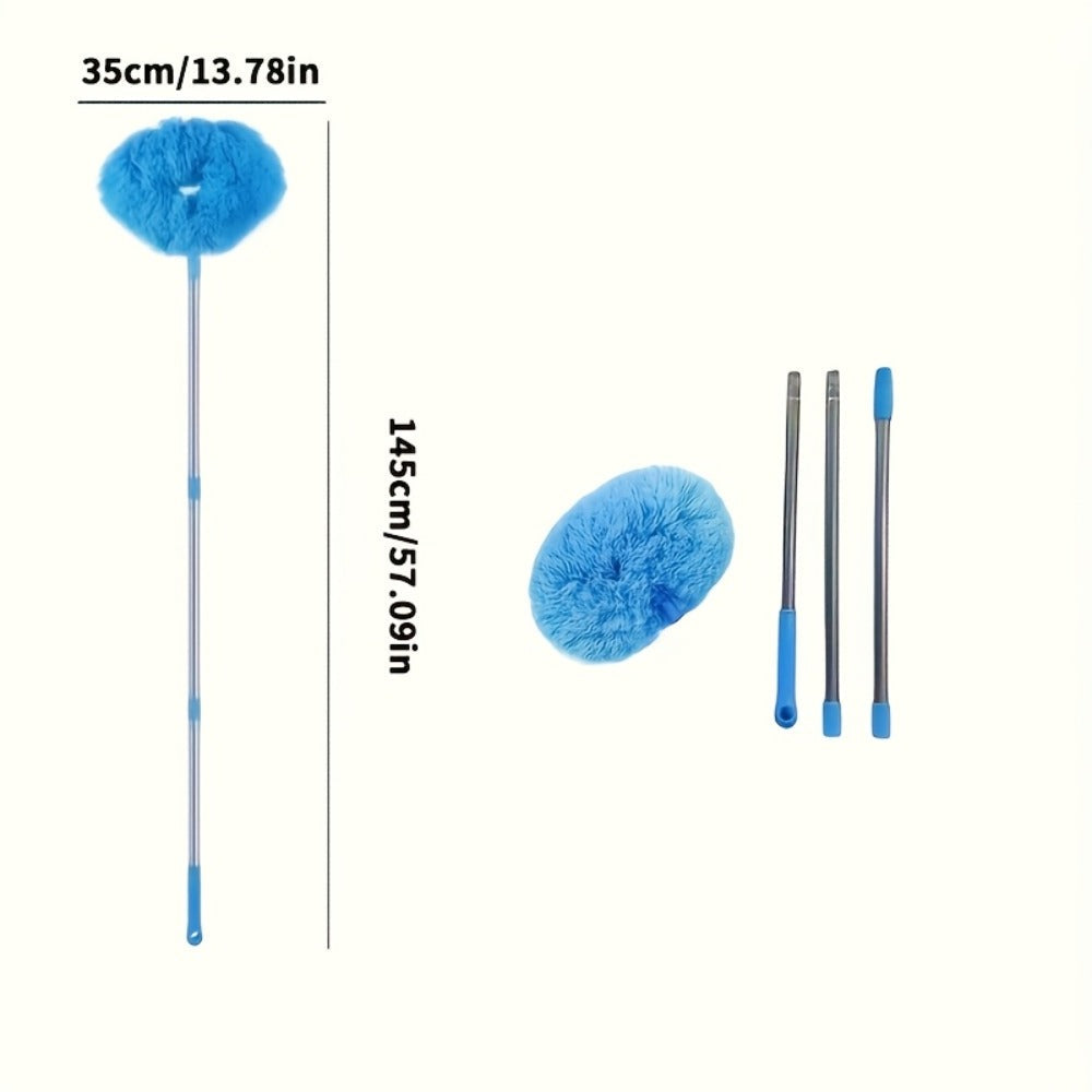 Ceiling Fan Cleaner Brush with Extension Rod – Detachable Washable Ultra-Fine Microfiber Duster for High Ceilings, Fans, Furniture & Cars, Long Reach Dust Brush Cleaning Tool Set (Blue)
