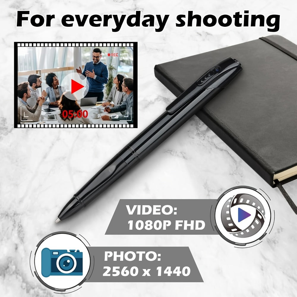1080P Spy Pen Camera with 64GB Memory Card Included Portable Hidden Camera Night Vision AI Motion Detection Long Standby USB Rechargeable for Meetings Lectures Interviews