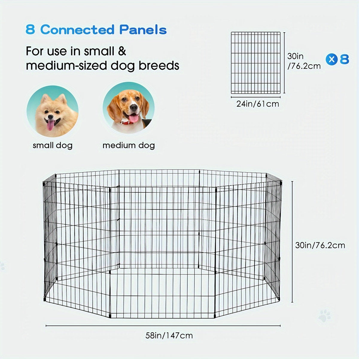 Foldable Metal Wire Dog Playpen & Pet Gate – 24/30/36/42" Indoor Outdoor Fence for Large Medium Small Dogs