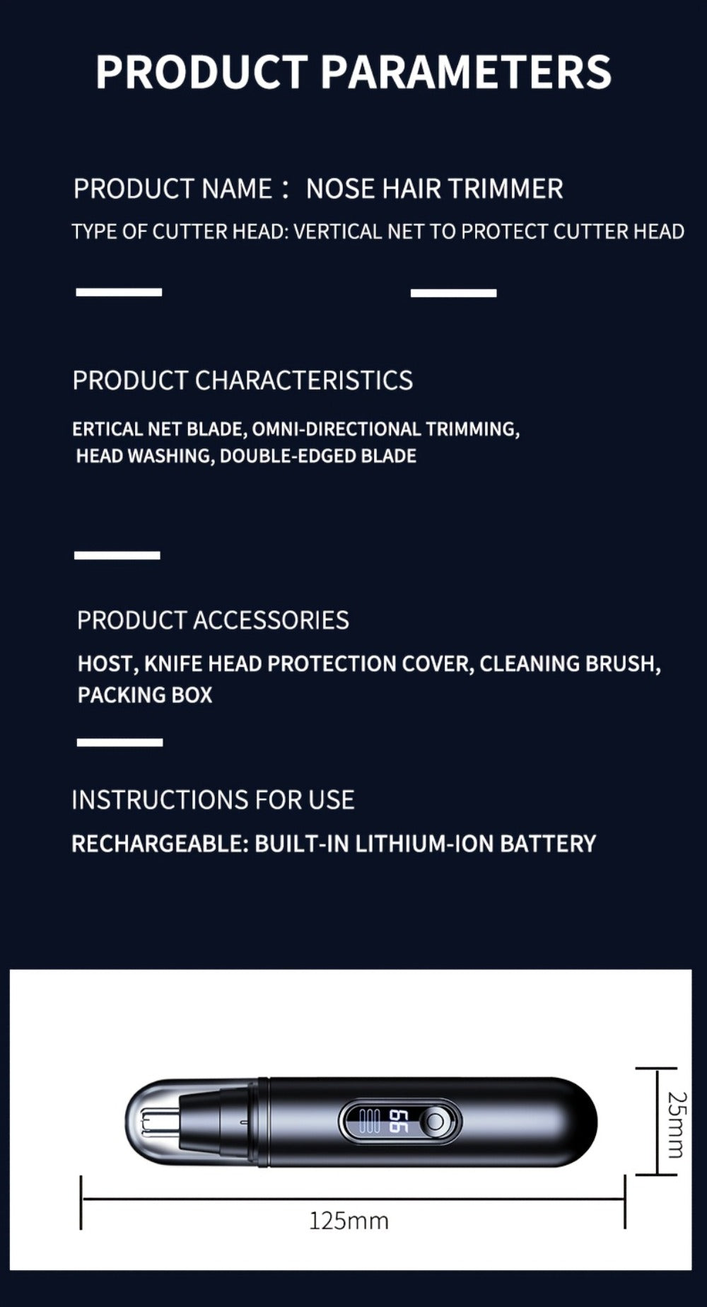 Electric Nose Trimmer with LED Display – USB Rechargeable Painless Facial Hair Removal Device for Men & Women, Nose Ear & Eyebrow Trimmer, Upgraded Grooming Tool, Ideal Gift