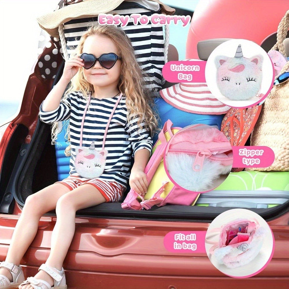 Kids Makeup Set with Crossbody Coin Purse, Washable Princess Cosmetics for Dress Up & Role Play