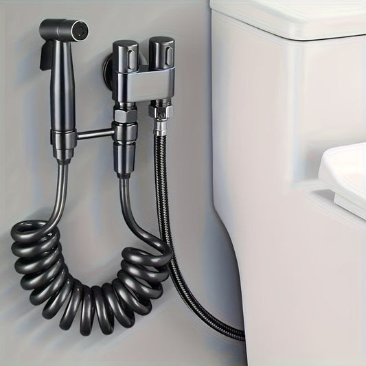 Handheld Bidet Sprayer Kit with Hose & Wall Holder, Gray, 6 Pieces