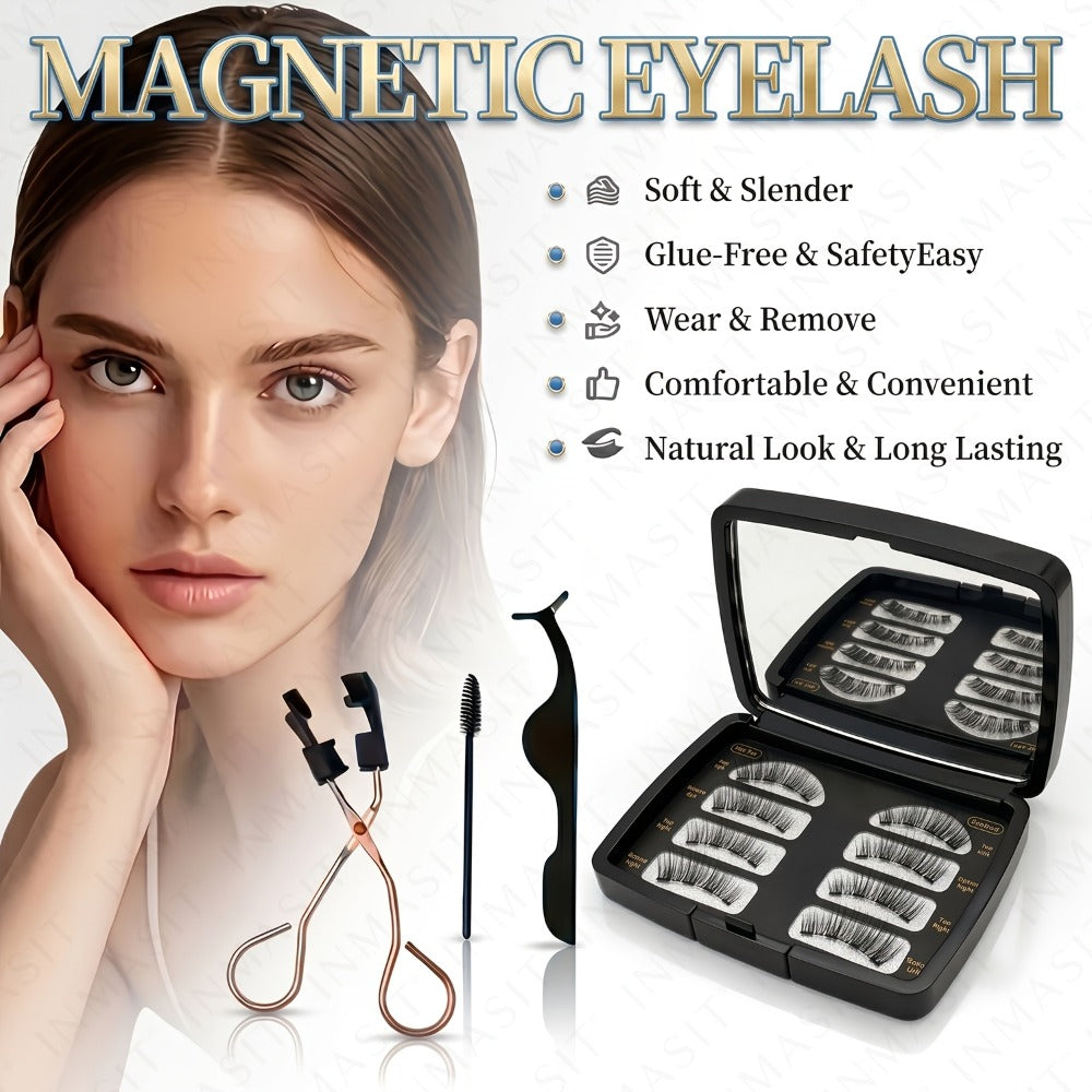 3D Quantum Magnetic Lash Clusters Kit 8Pcs — No Glue False Eyelashes with Applicator Tweezers & Brush, 2 Styles Reusable Beginner-Friendly Natural Lash Set for Daily Makeup, Parties & Valentine Gift