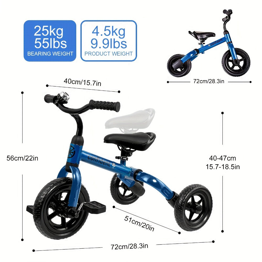 3-in-1 Toddler Tricycle and Balance Bike with Folding Frame, Green